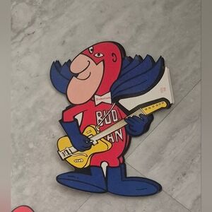 Lot of 6 NOS Vintage Budweiser Bud Man Guitar Peel & Stick Store Display Sticker